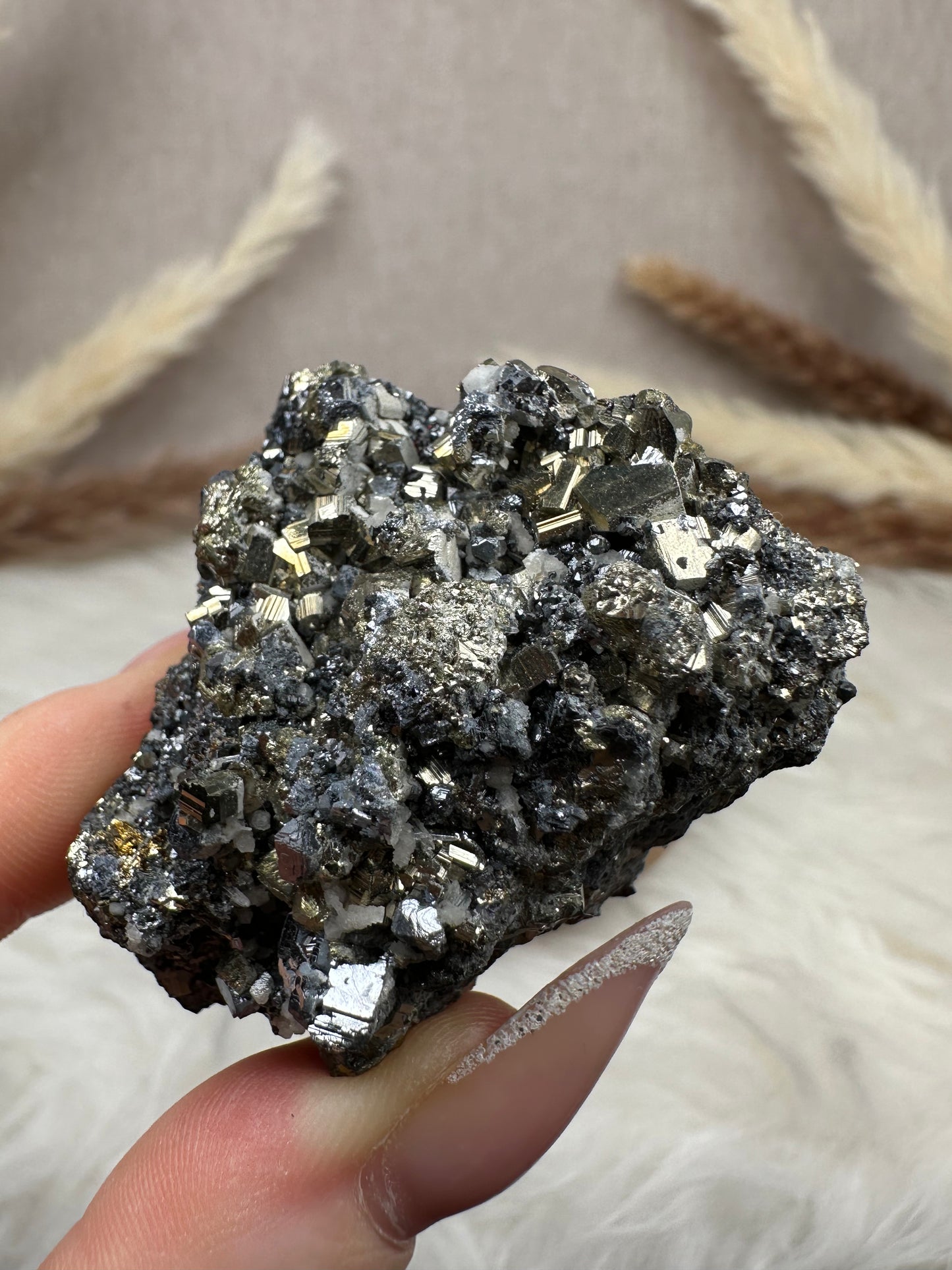 Galenit mit Pyrit & Dolomit Cluster (3)