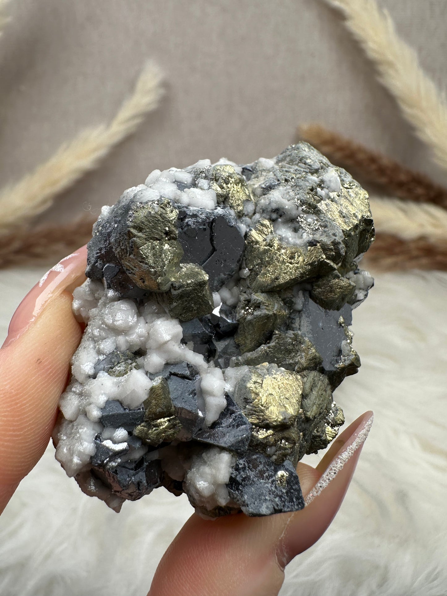 Galenit mit Pyrit & Dolomit Cluster (4)