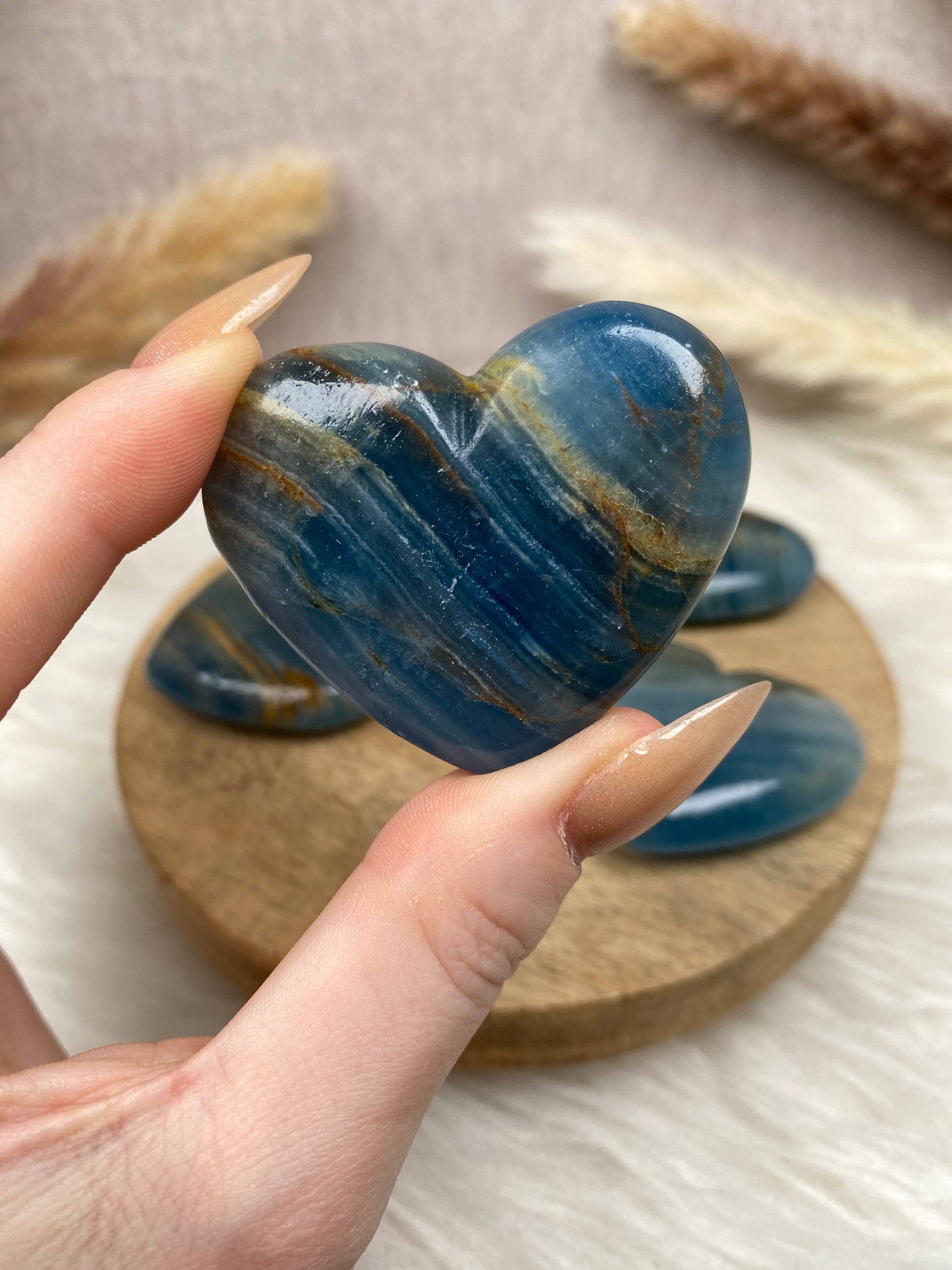 Aragonit (blaue Onyx Marmor) Herzen