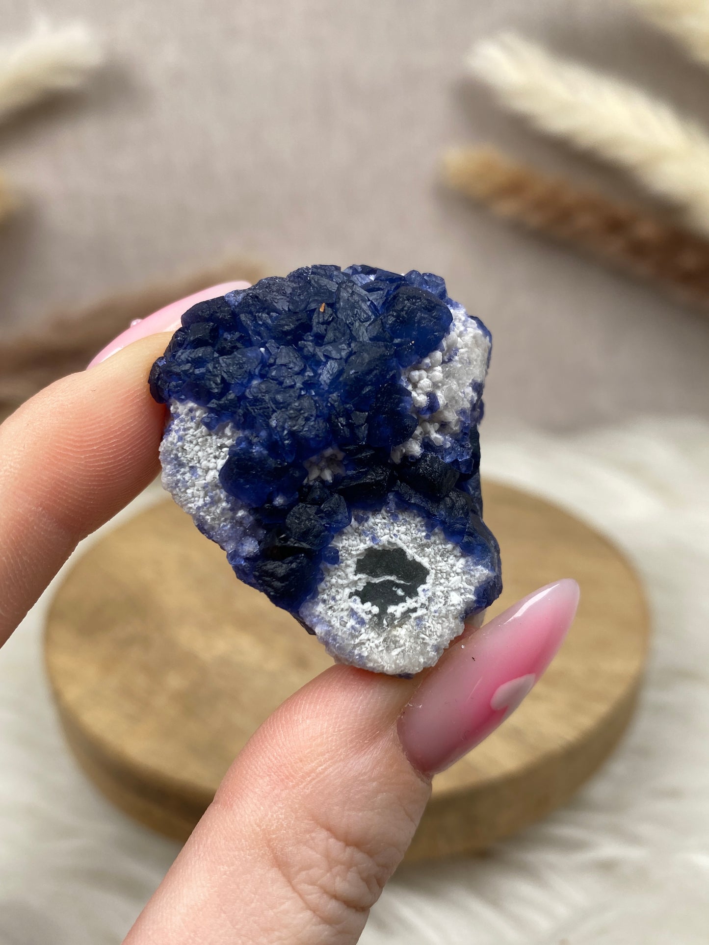 Blaubeer Fluorit auf Quarz (7)