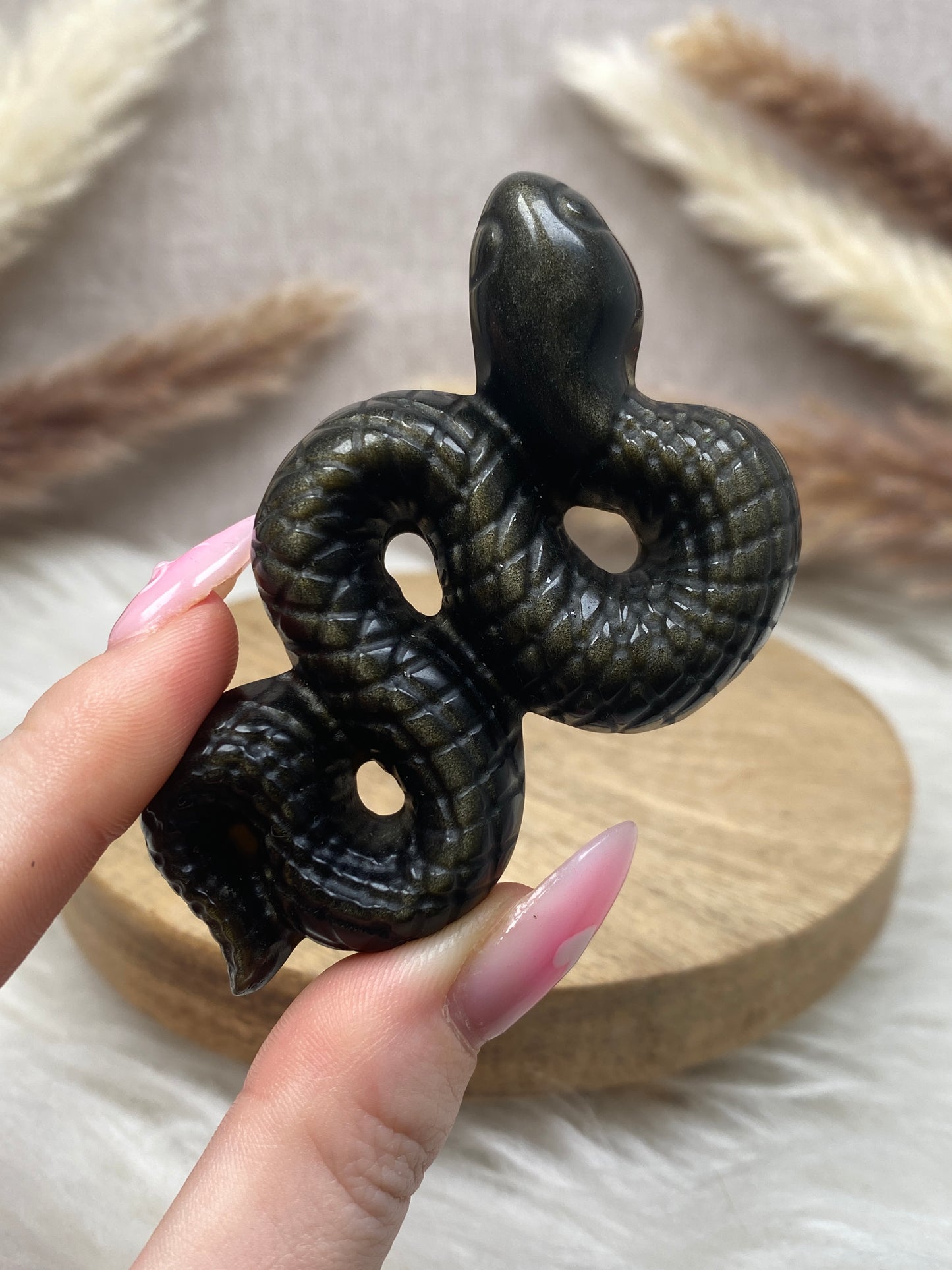 Obsidian Schlangen mit Goldschimmer
