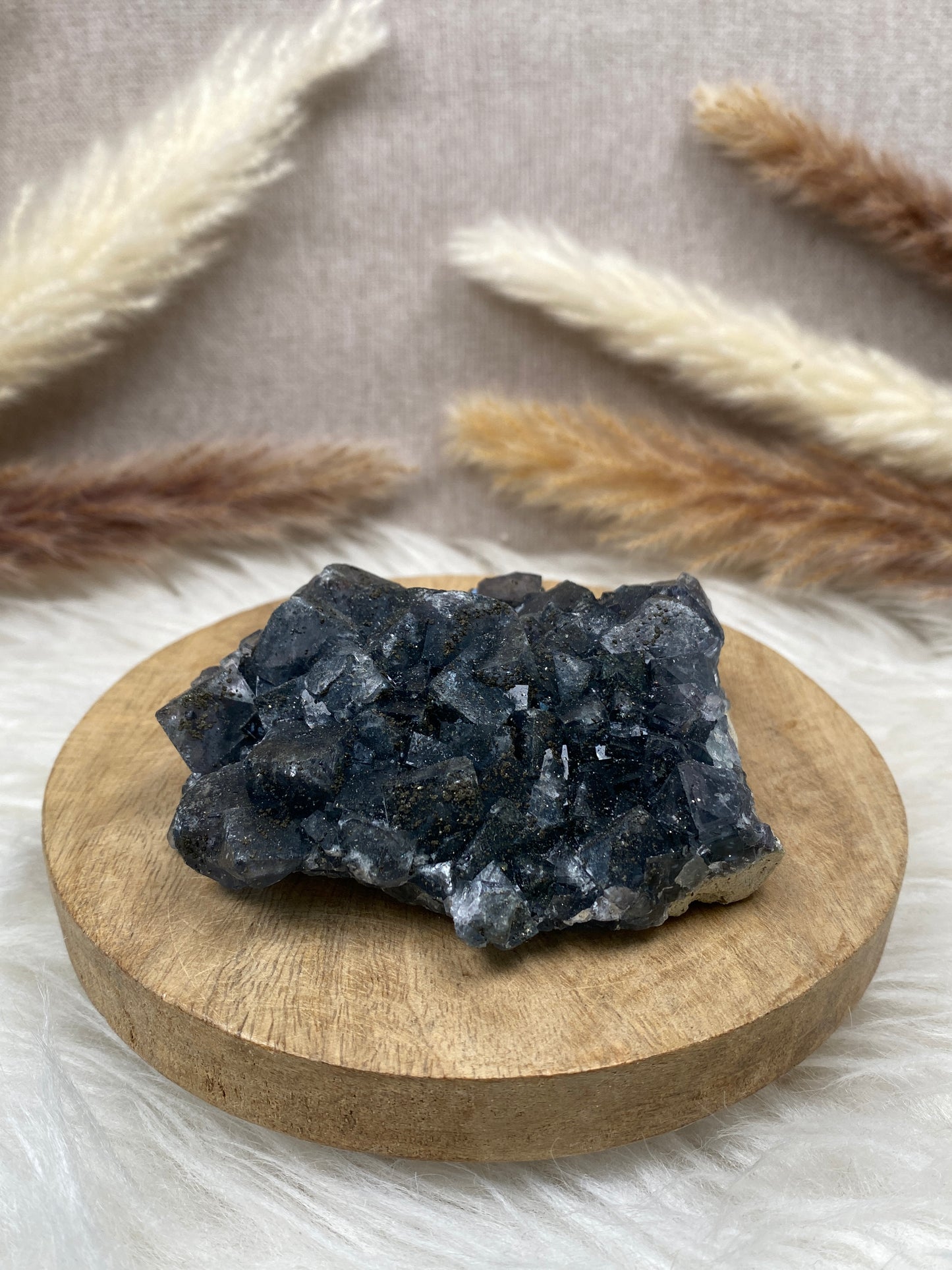 Fluorit mit Pyrit Cluster (3)