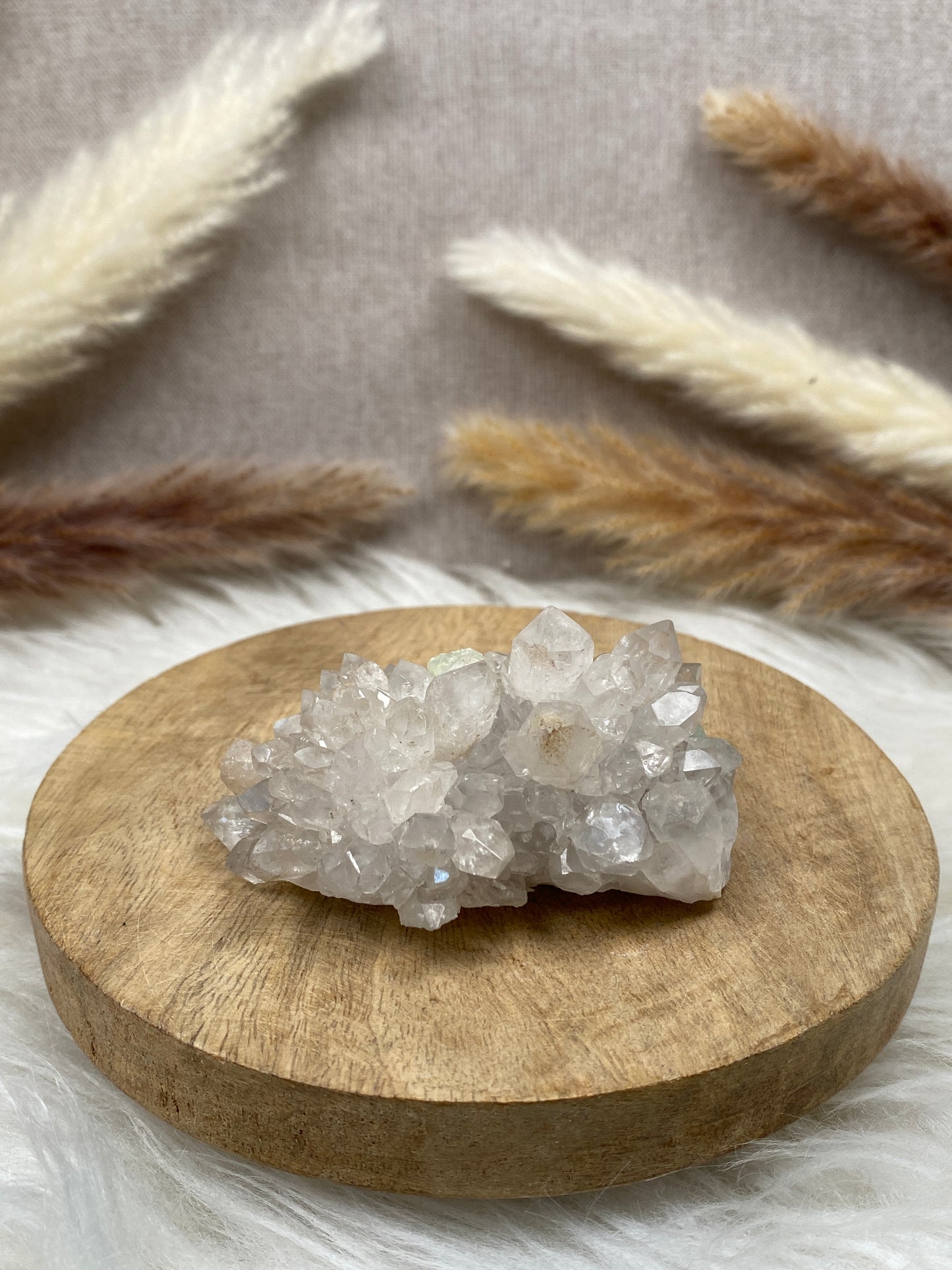 Prehnit auf Quarz Cluster (4)