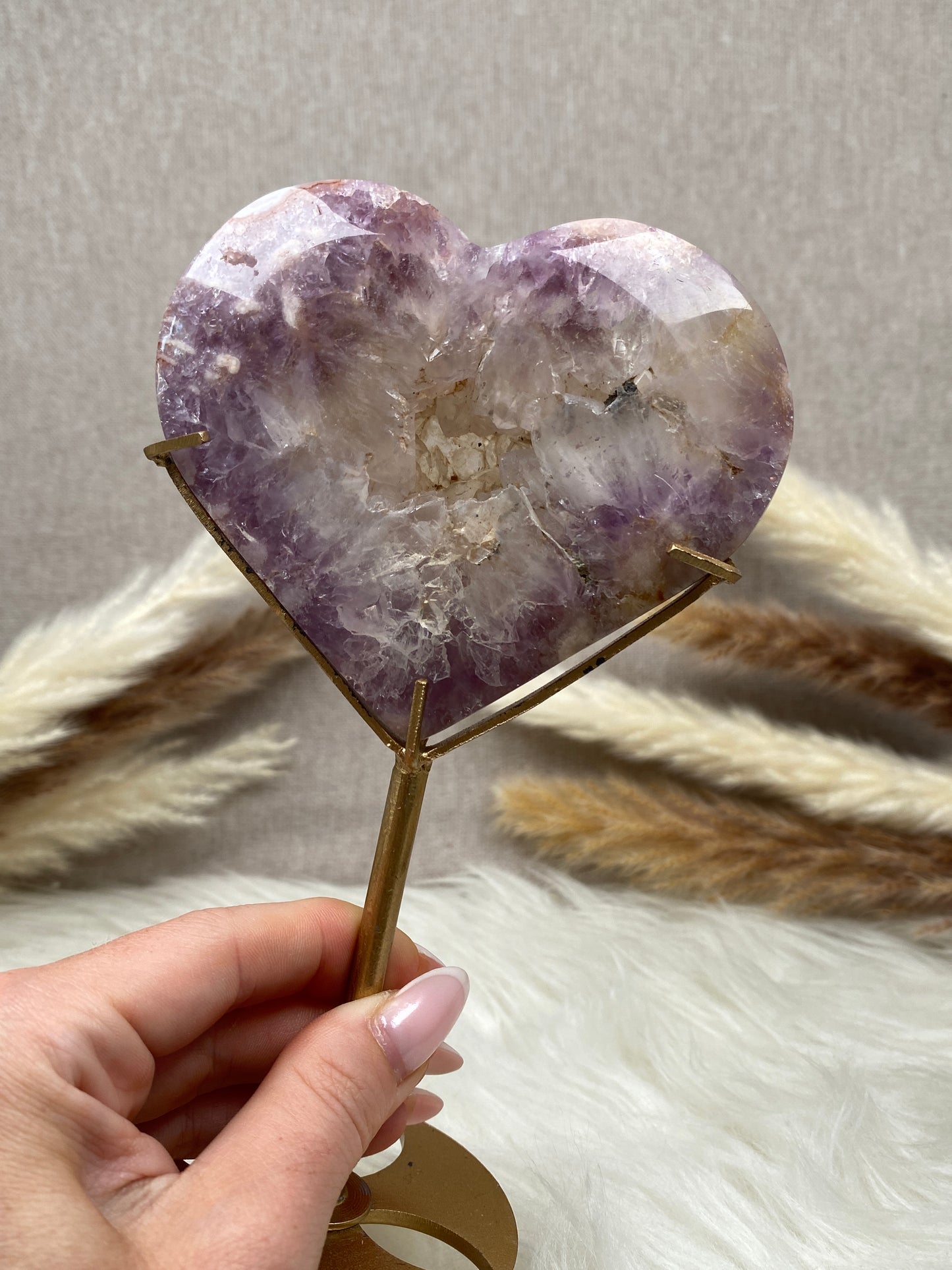 Amethyst mit Blumenachat Herz (1)