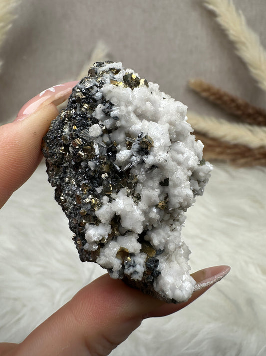 Galenit mit Pyrit & Dolomit Cluster (6)