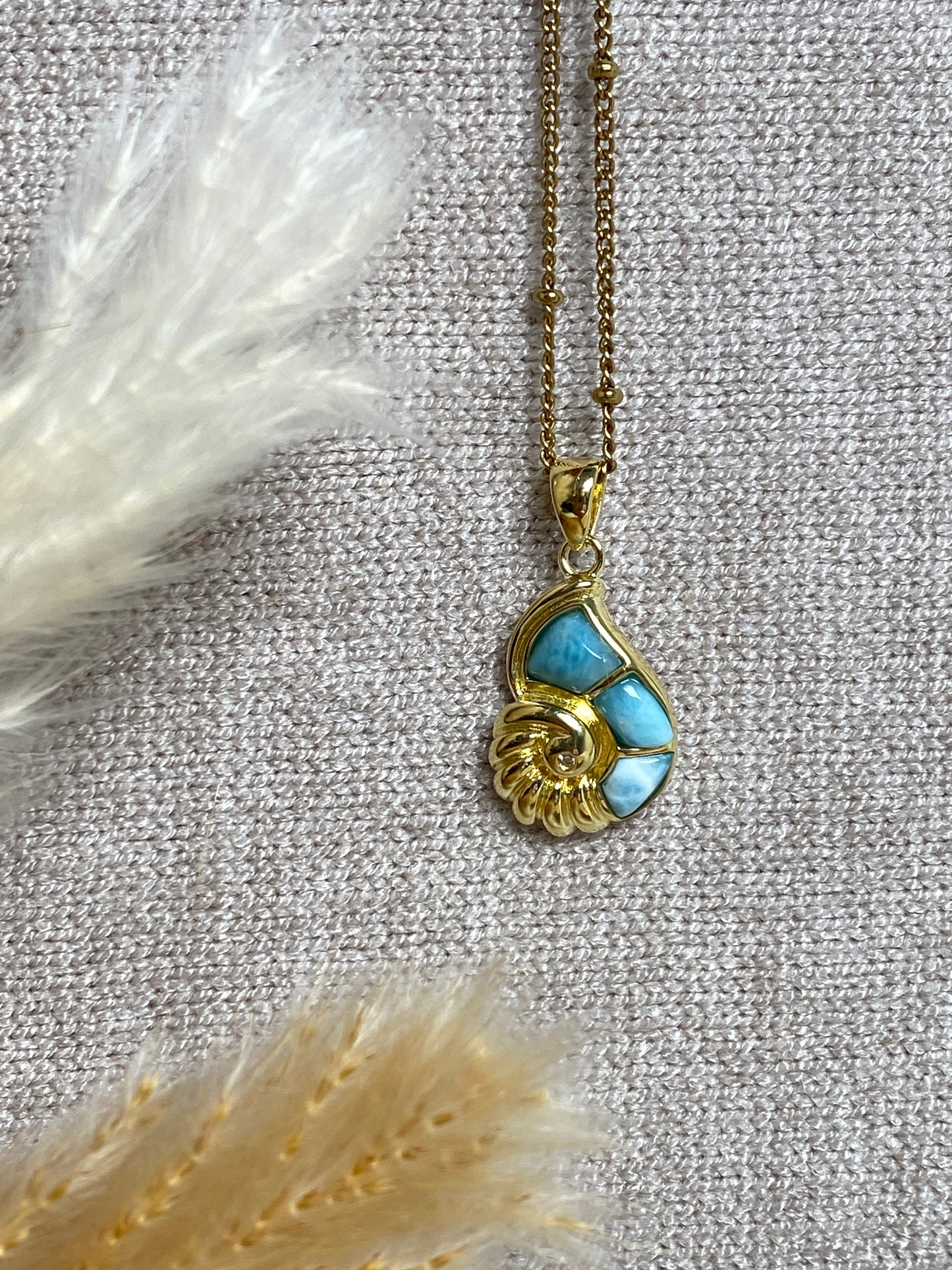 Larimar Nautilus Kettenanhänger (gold)