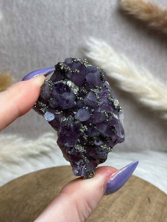 Amethyst mit Pyrit Cluster (7)