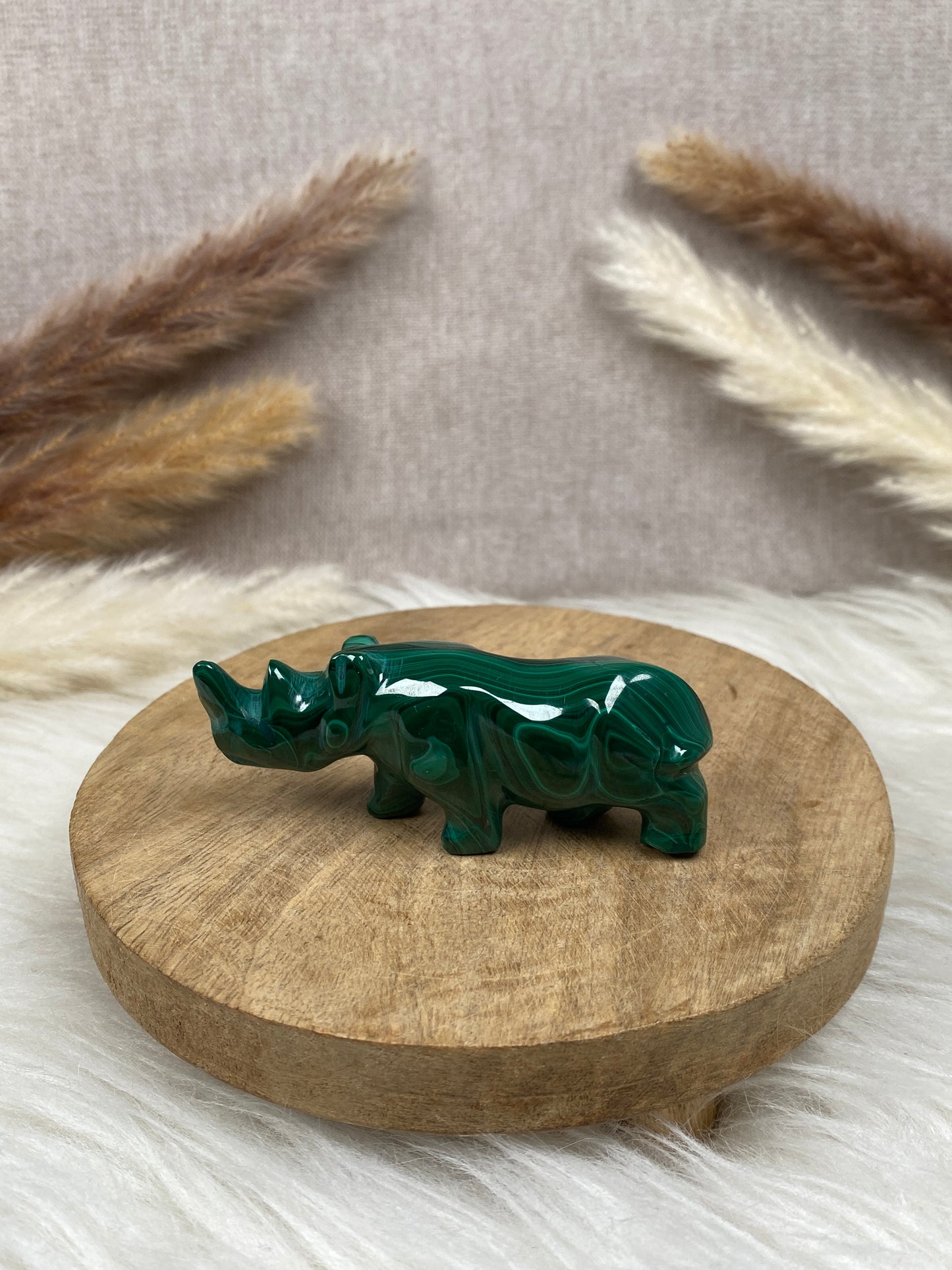 Malachit Nashorn Carving