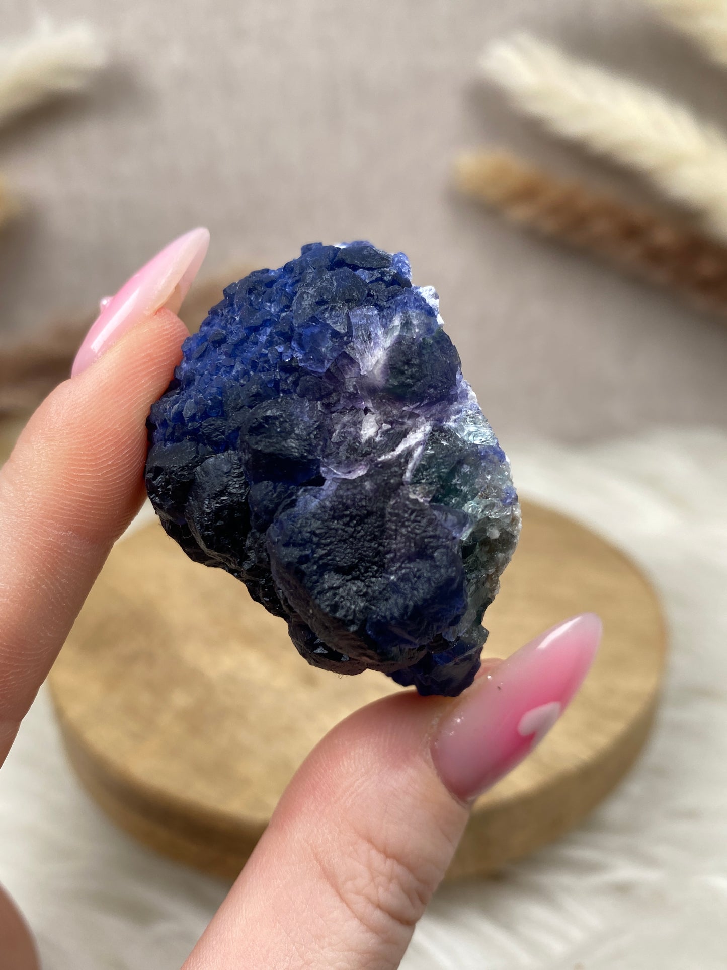 Blaubeer Fluorit auf Quarz (9)
