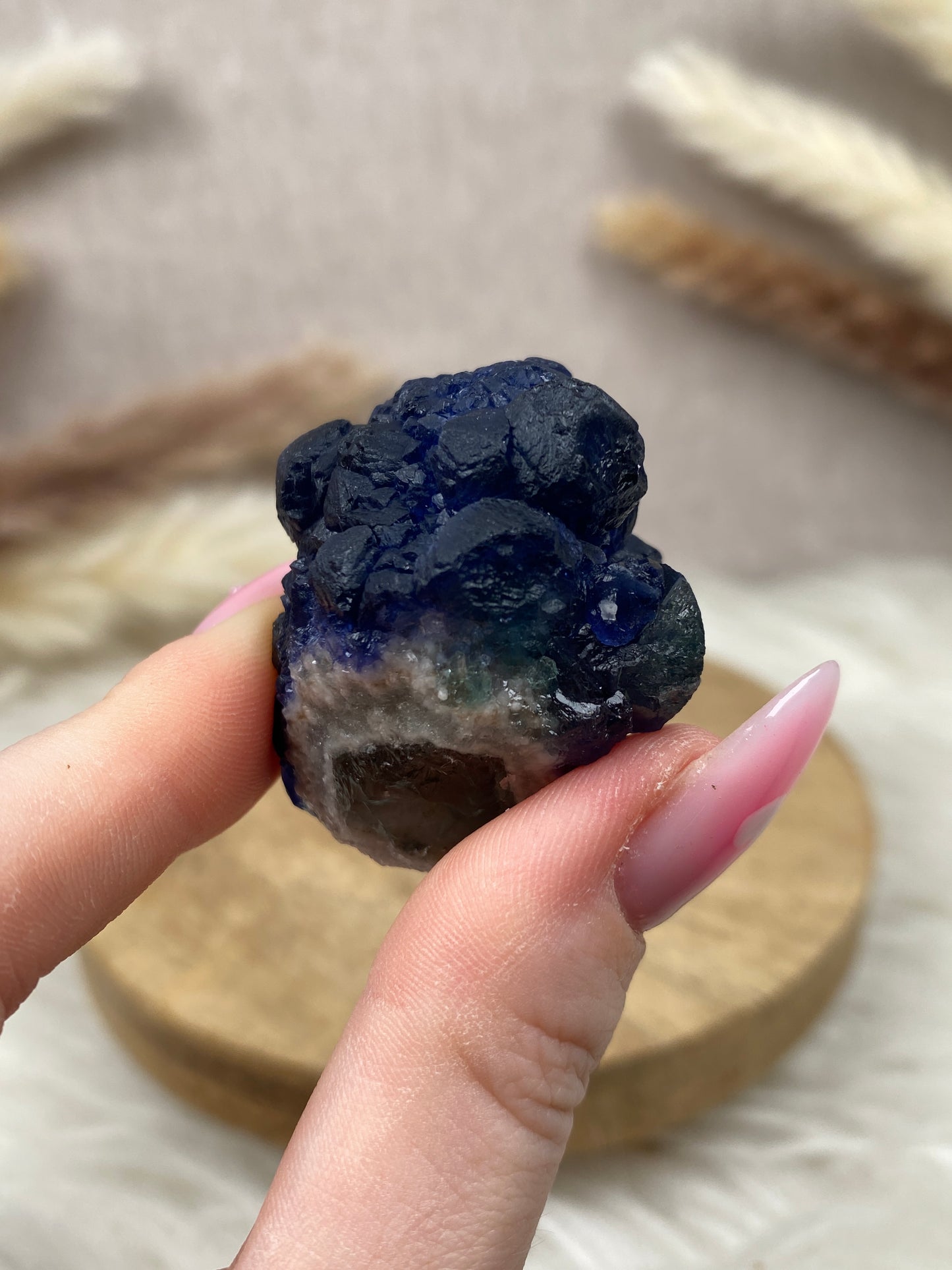 Blaubeer Fluorit auf Quarz (10)