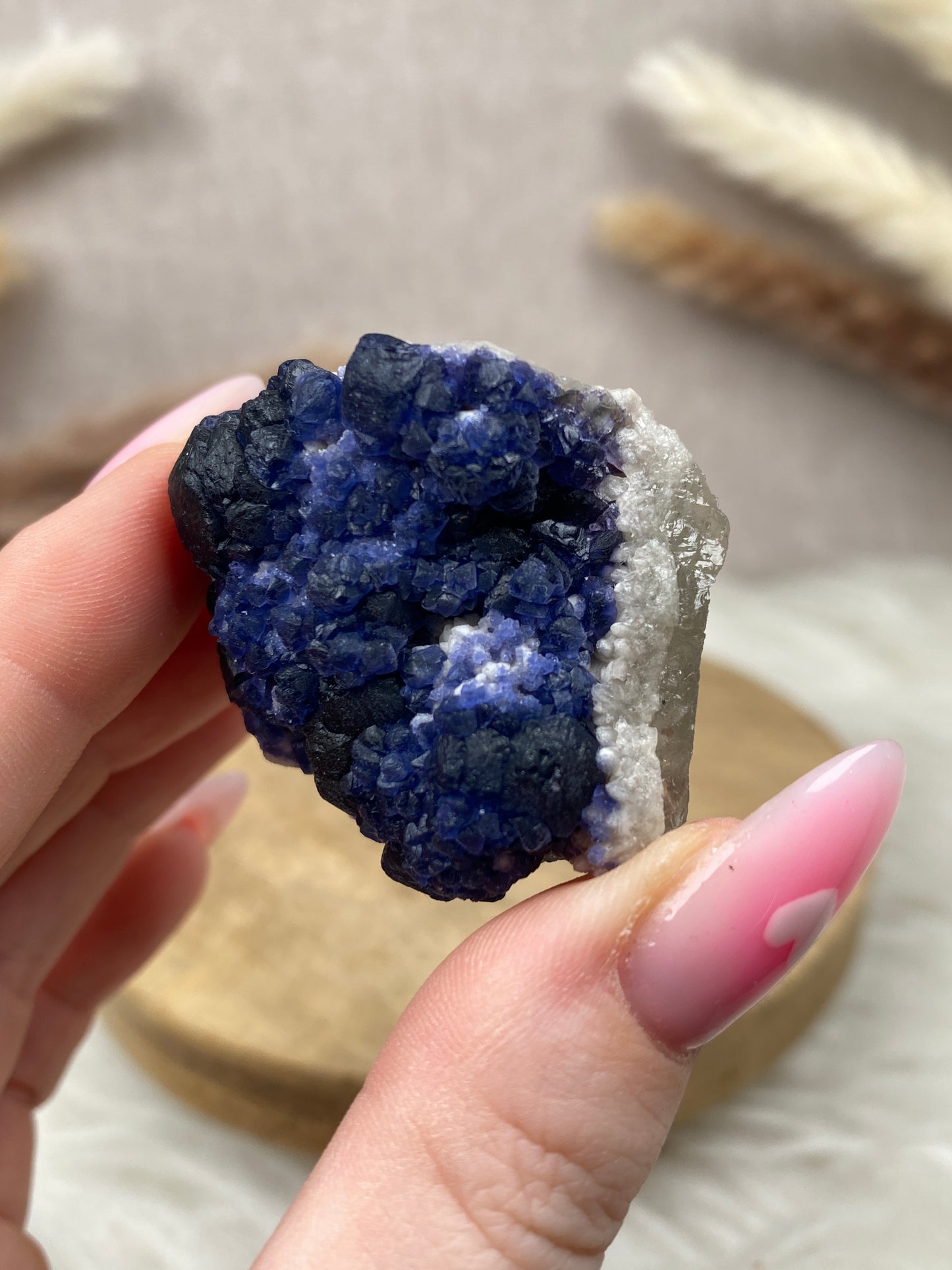 Blaubeer Fluorit auf Quarz (11)