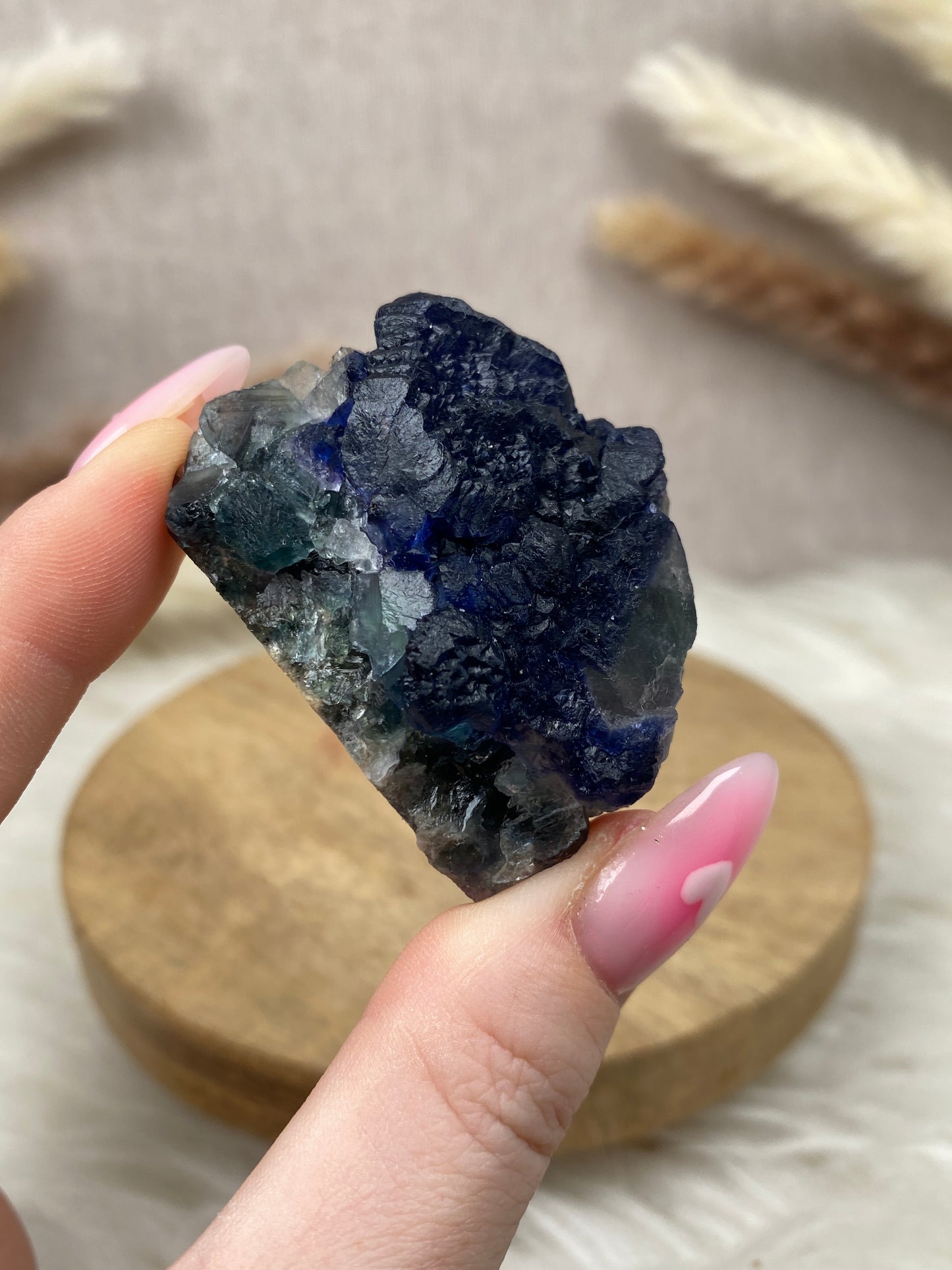 Blaubeer Fluorit auf Quarz (12)