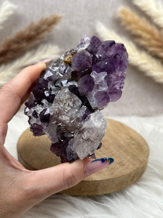 Amethyst mit Calcit Cluster