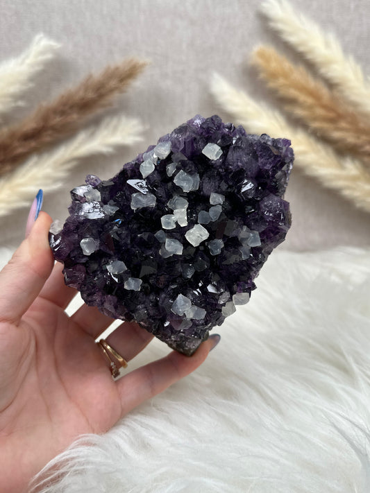 Amethyst mit Calcit Cluster (3)