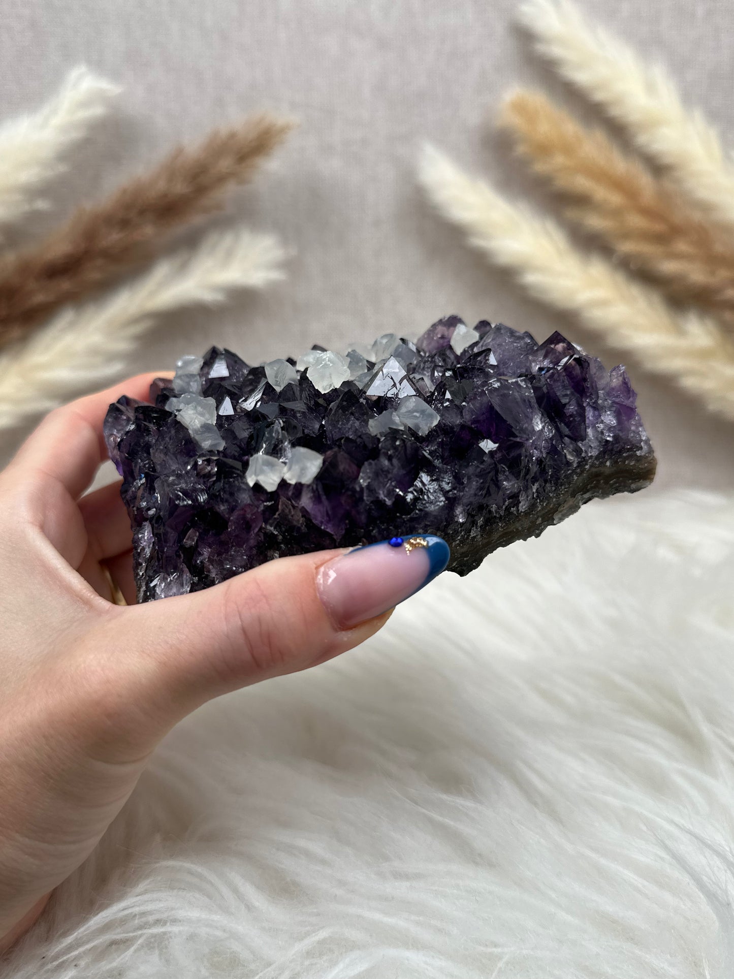 Amethyst mit Calcit Cluster (3)