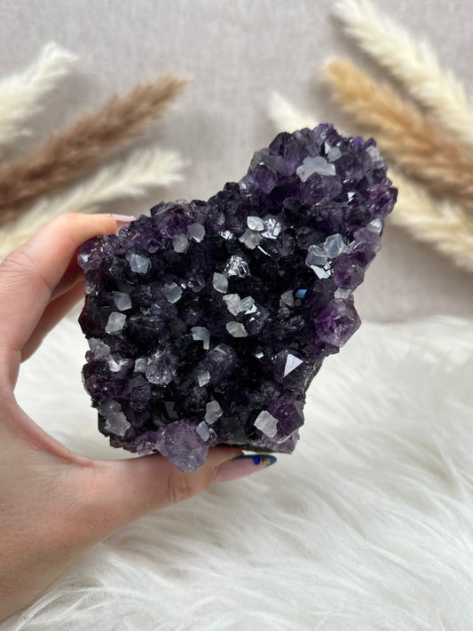 Amethyst mit Calcit Cluster (4)