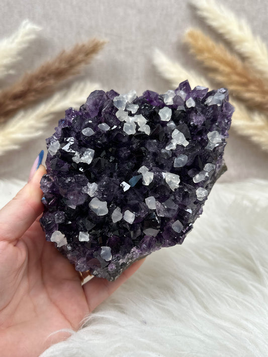 Amethyst mit Calcit Cluster (5)