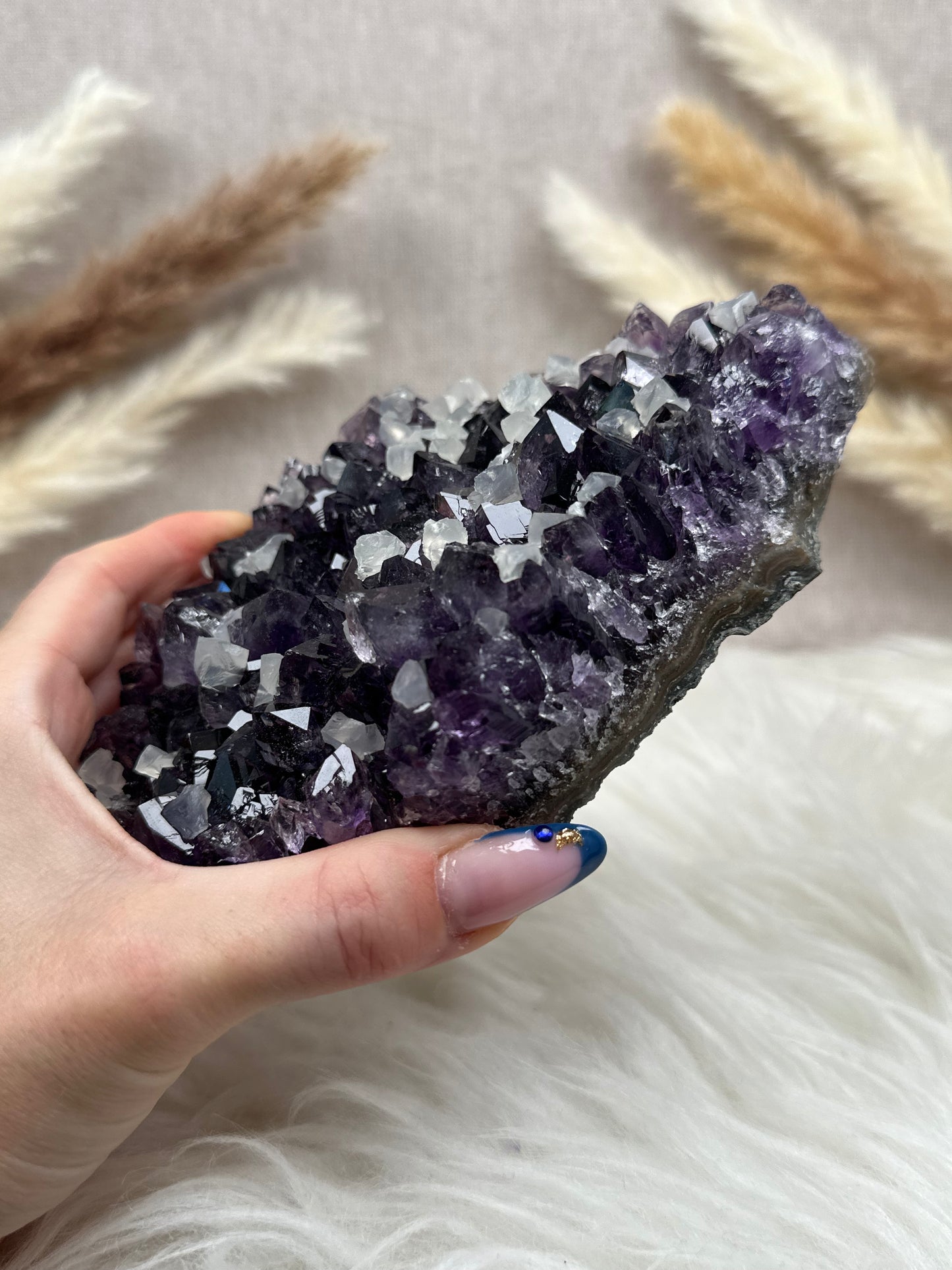 Amethyst mit Calcit Cluster (5)