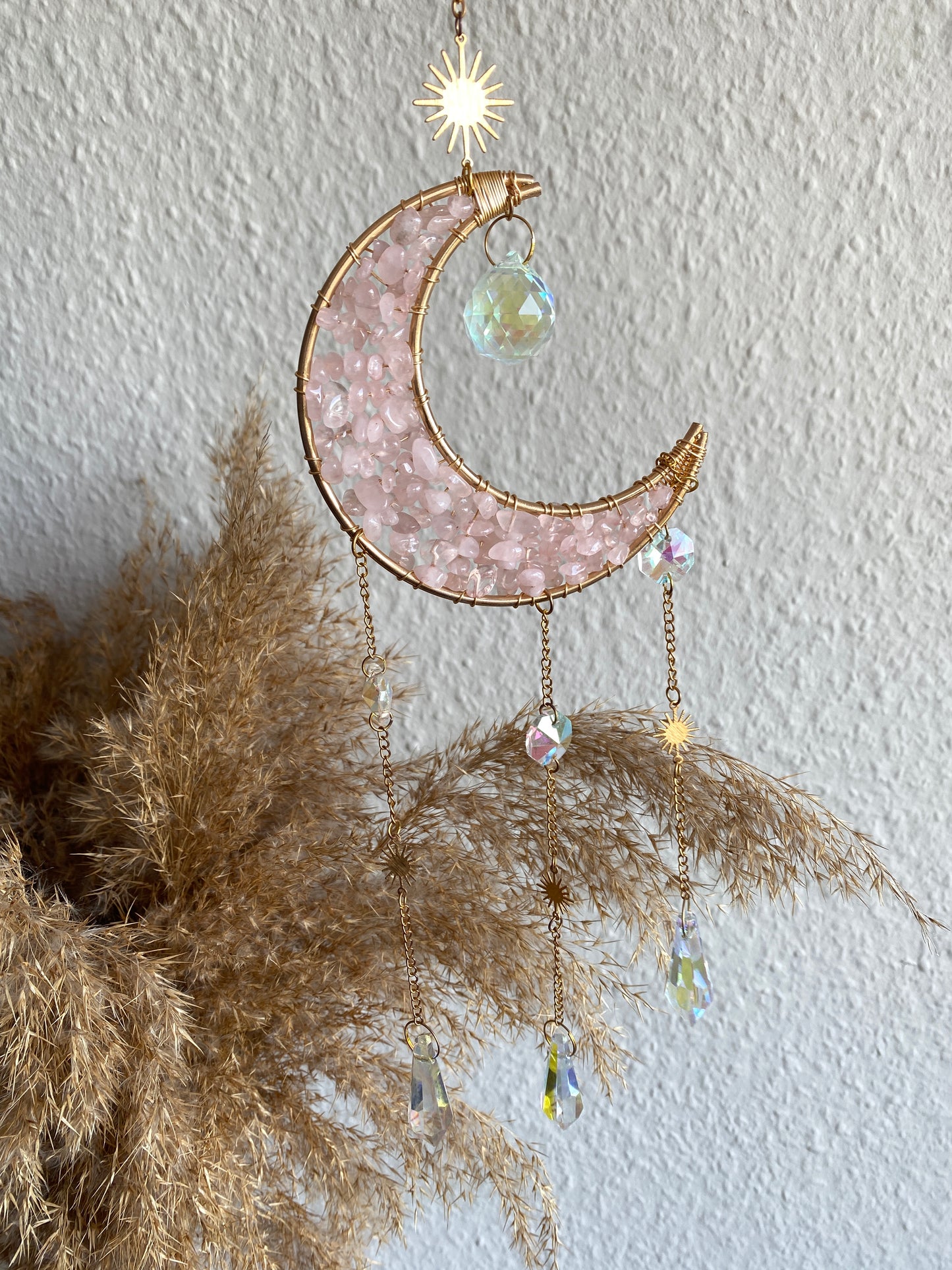 Sonnenfänger (7) mit Mond - Rosenquarz
