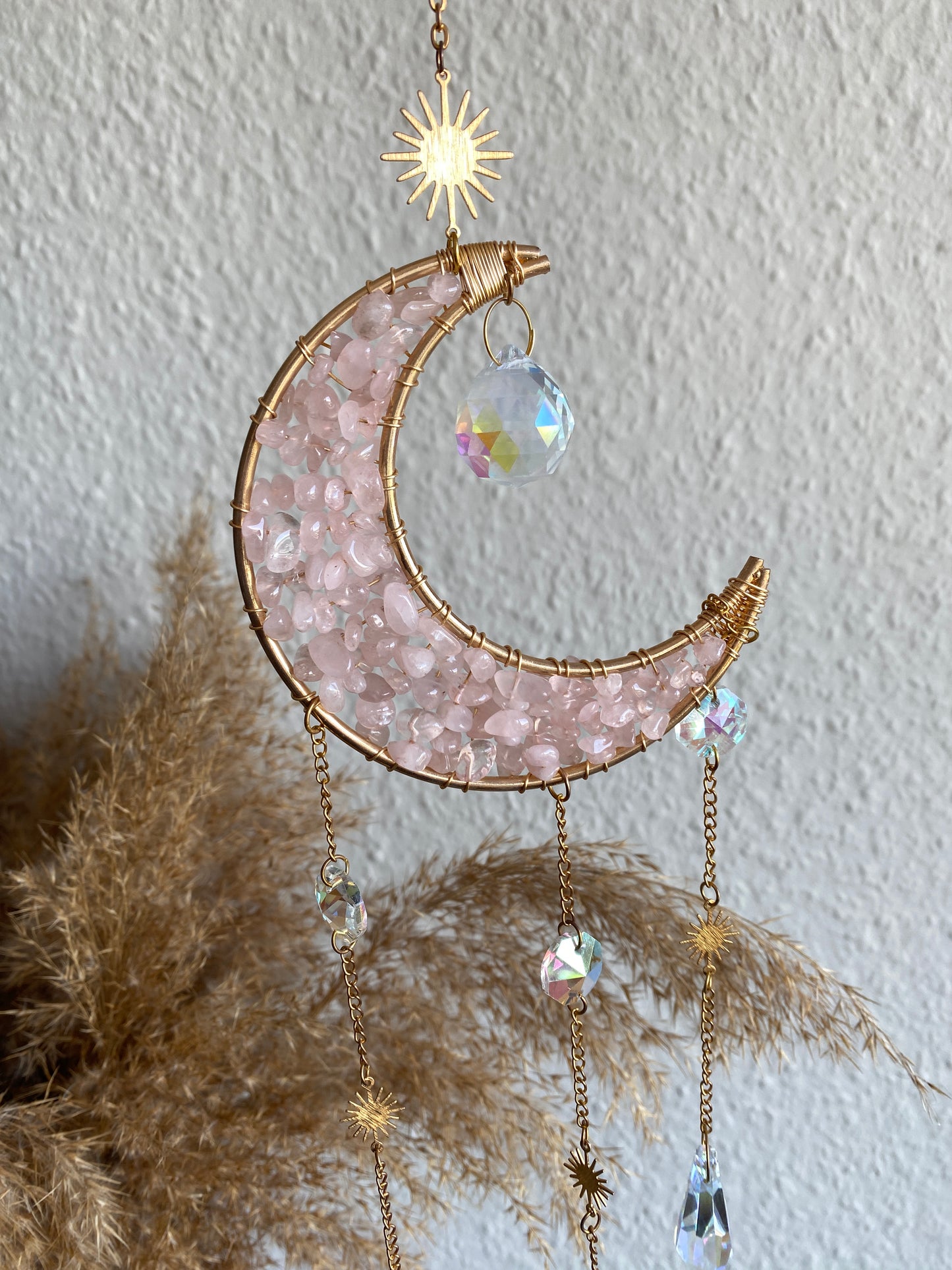 Sonnenfänger (7) mit Mond - Rosenquarz