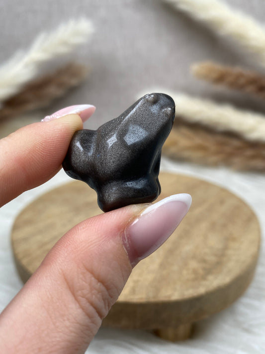 Obsidian Frösche mit Silberschimmer
