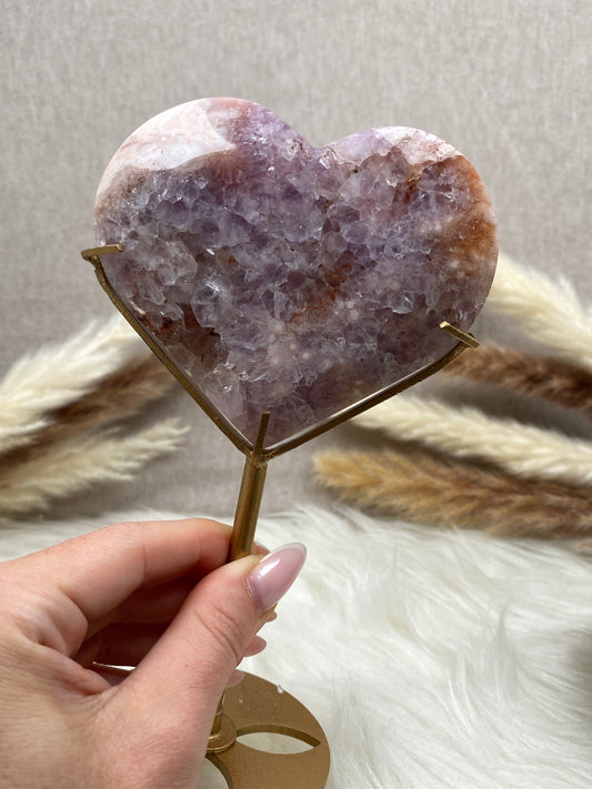 Amethyst mit Blumenachat Herz (2)