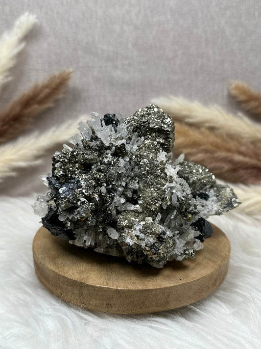 Pyrit mit Sphalerit & Quarz Cluster (1)