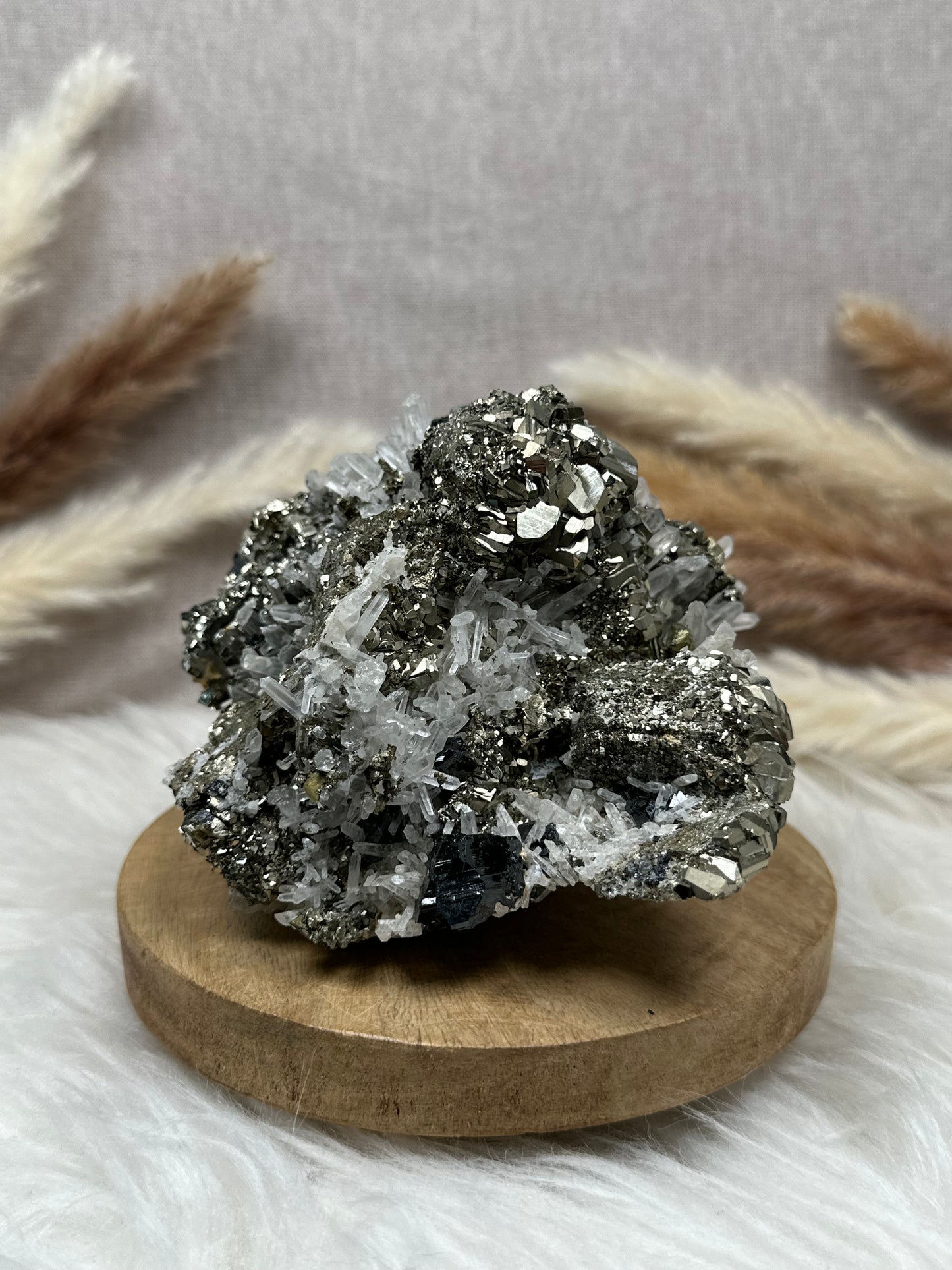 Pyrit mit Sphalerit & Quarz Cluster (1)