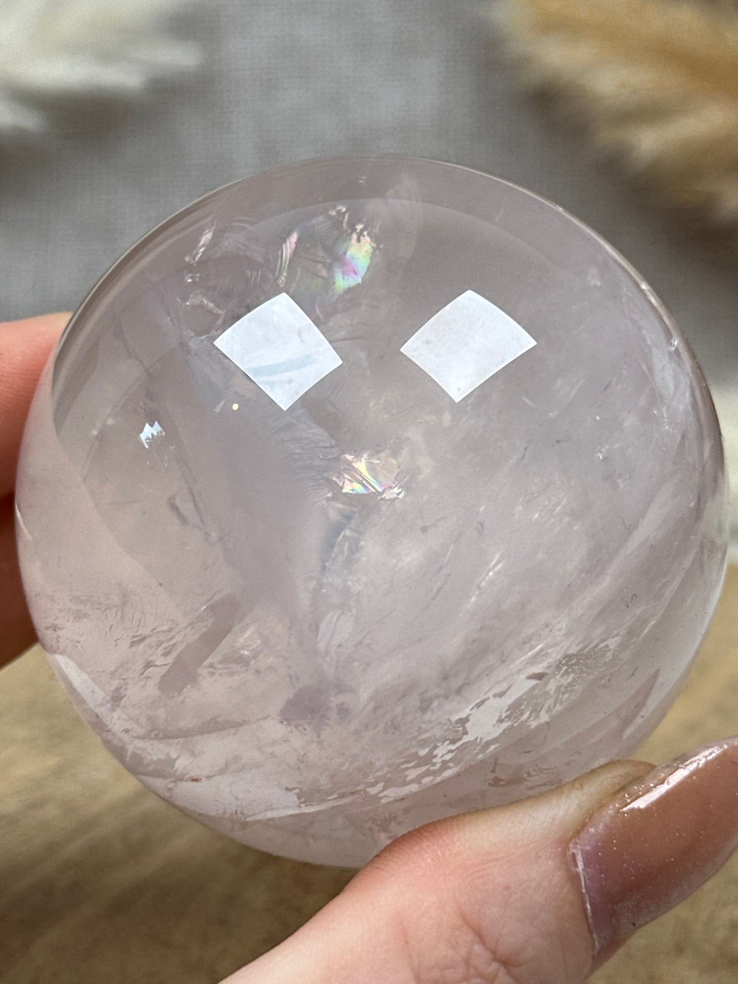 Transparente Rosenquarz Kugel (18)
