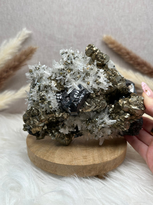 Pyrit mit Sphalerit & Quarz Cluster (2)