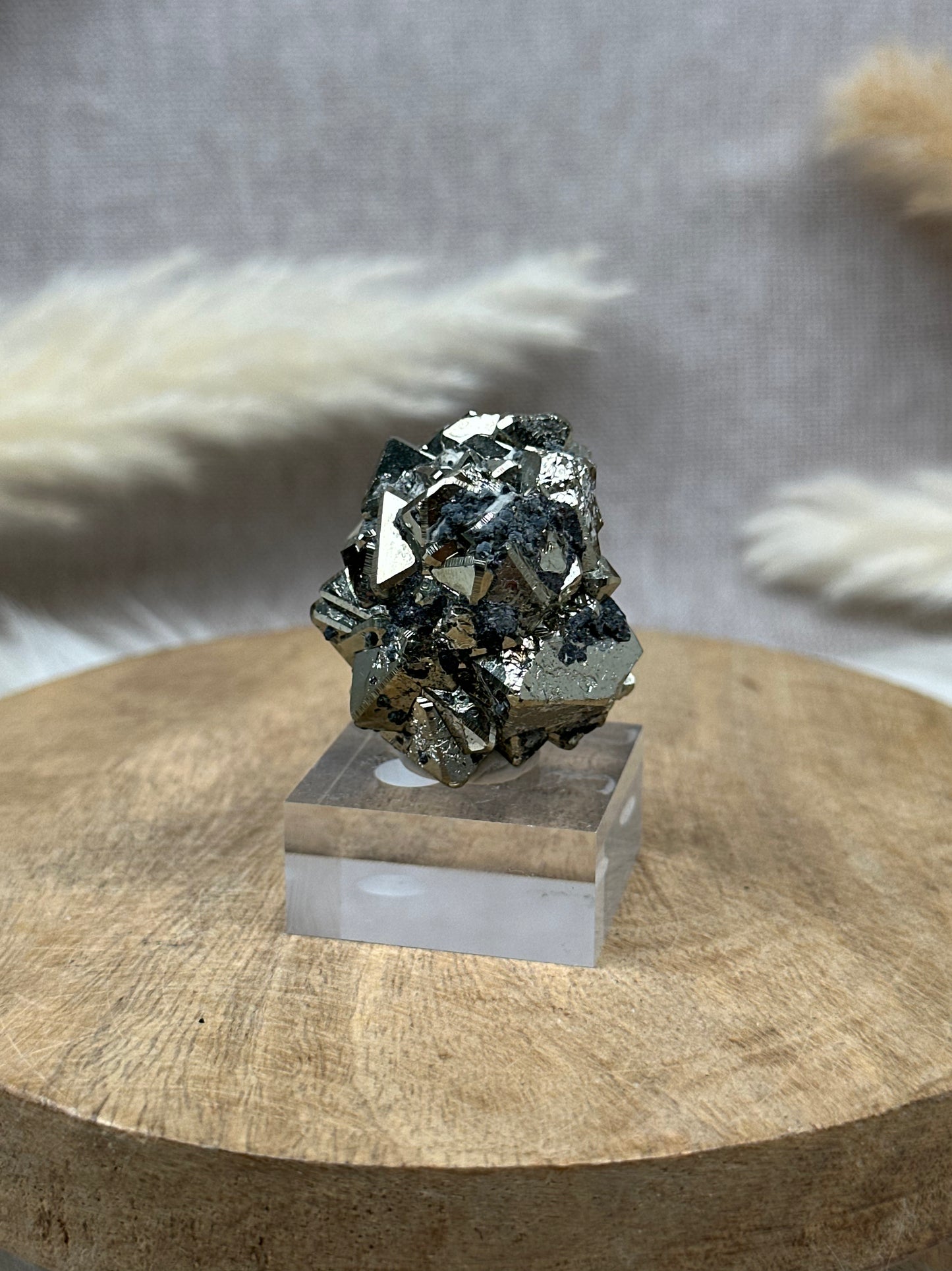 Oktaedrischer Pyrit (1) auf Sockel