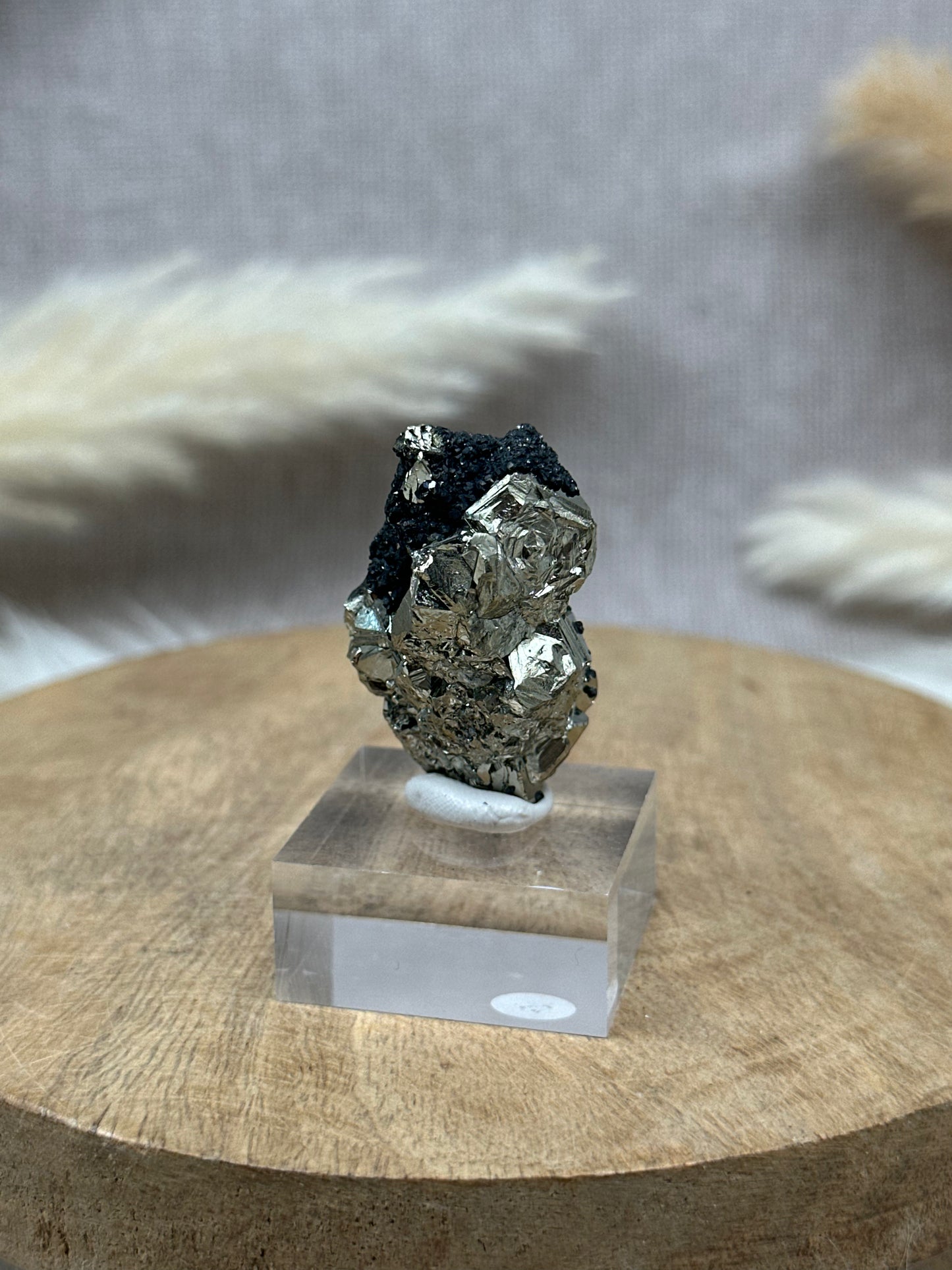 Oktaedrischer Pyrit (3) auf Sockel