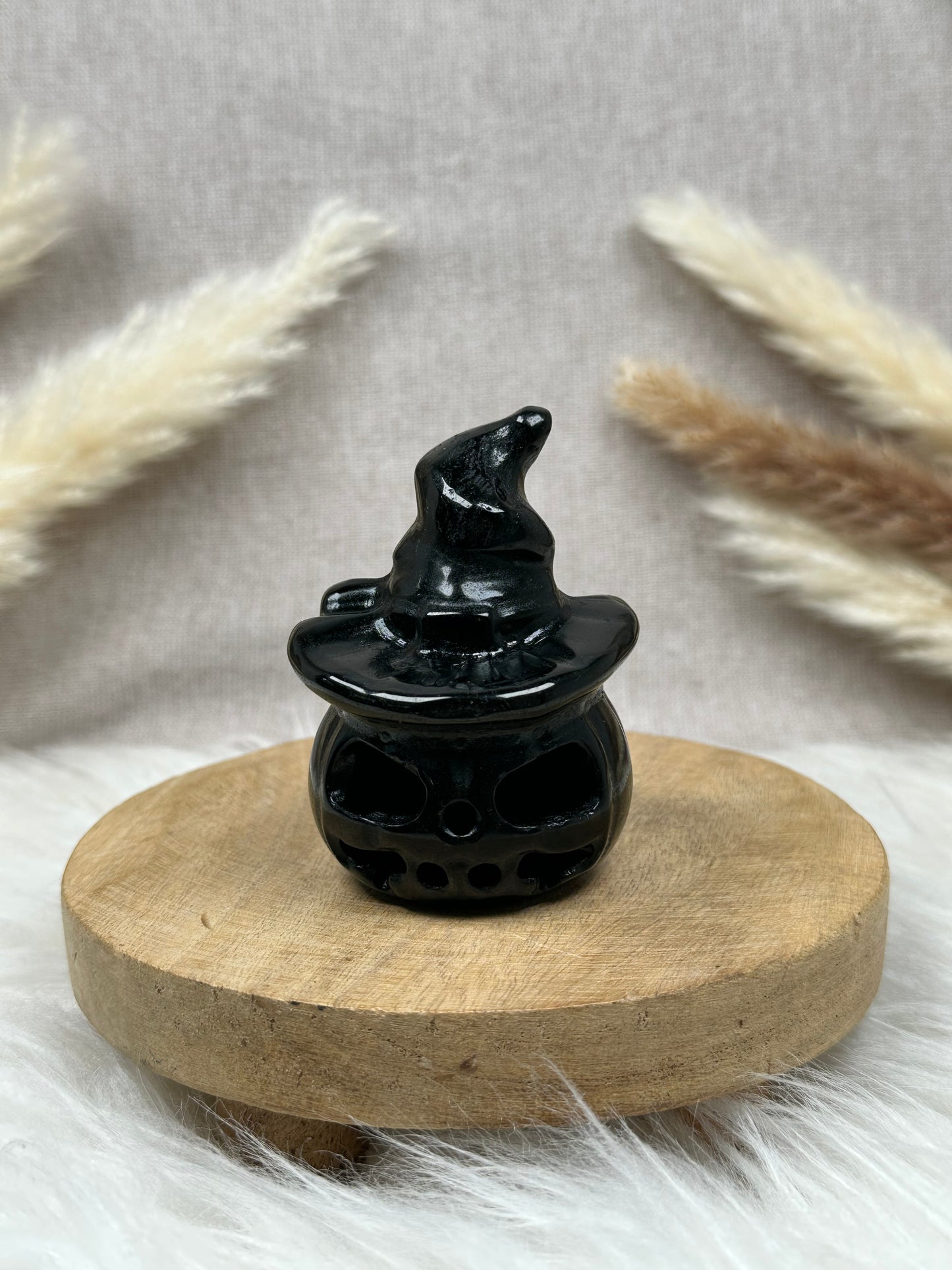Kürbiskopf mit Hut (Obsidian)
