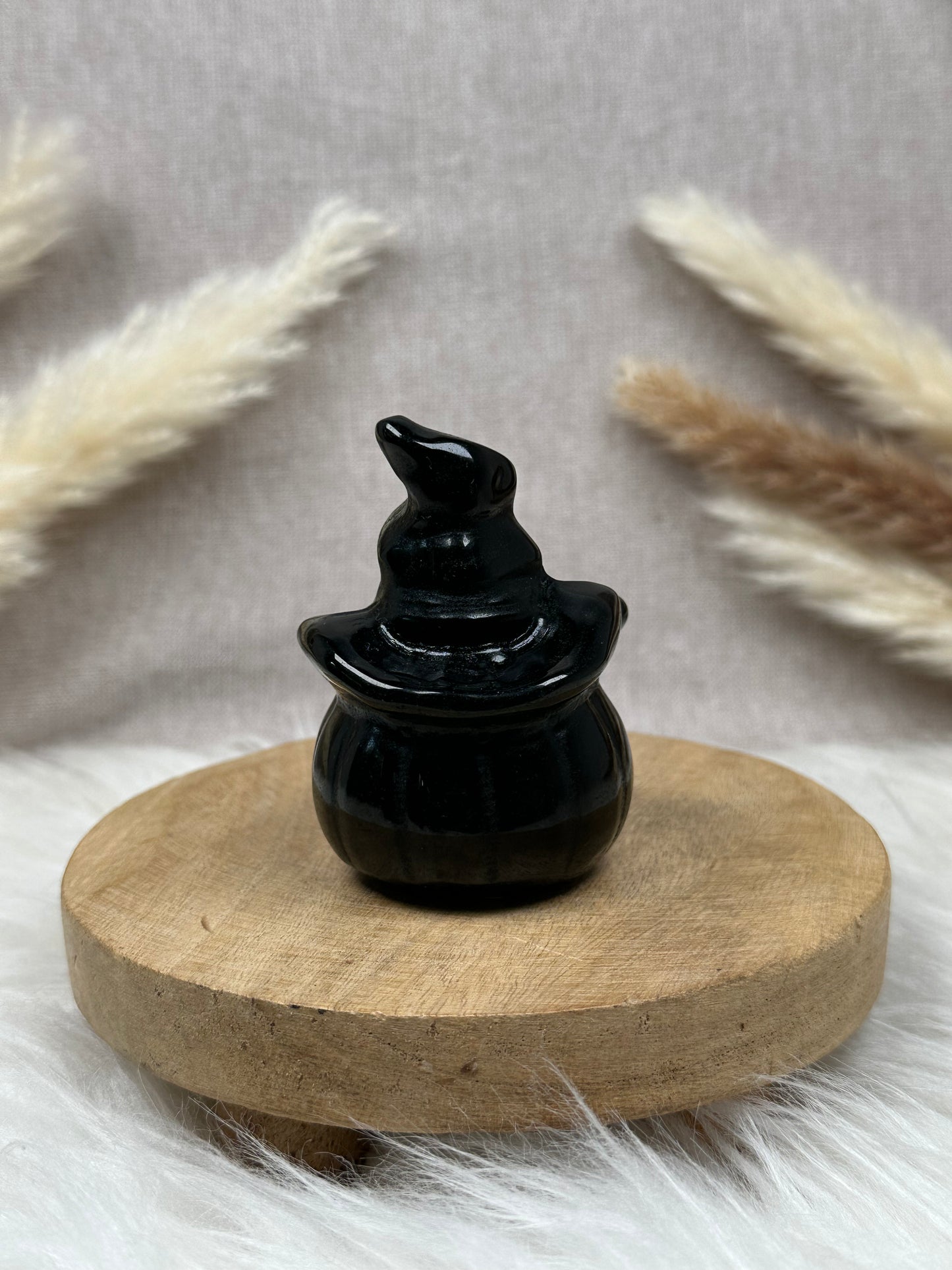 Kürbiskopf mit Hut (Obsidian)