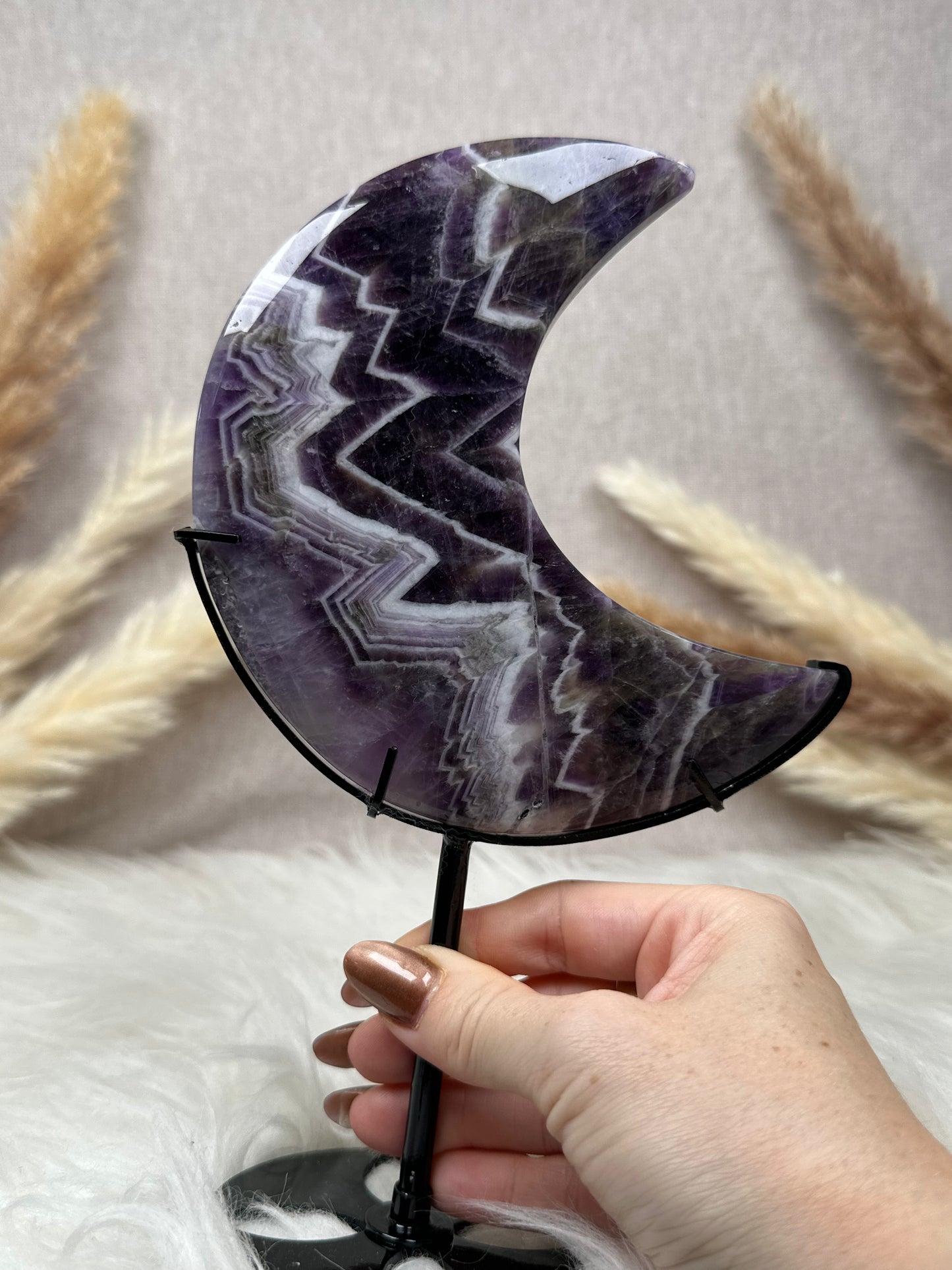 Chevron-Amethyst Mond auf Ständer