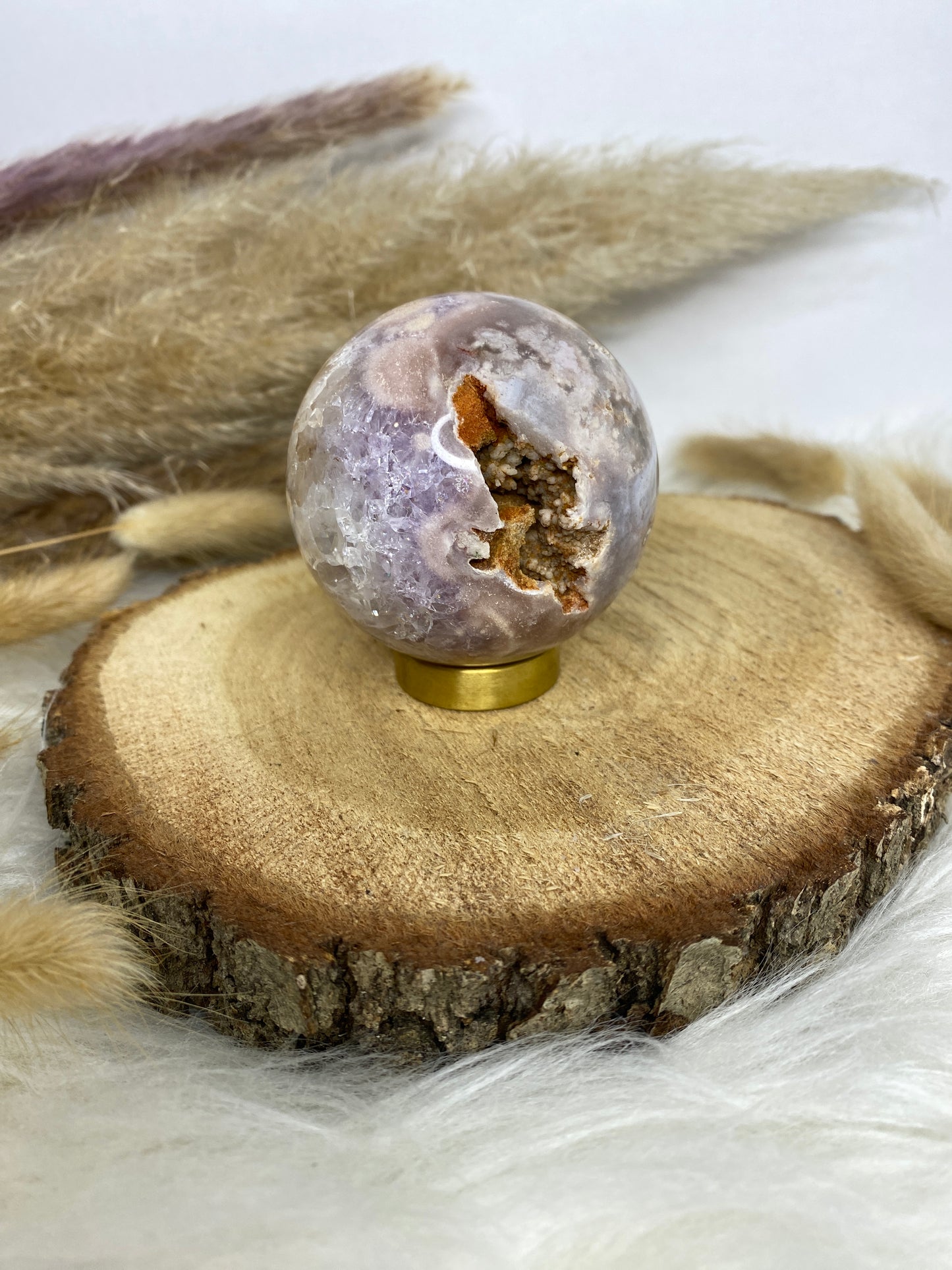 Druzy Pink Amethyst x Blumenachat Kugel